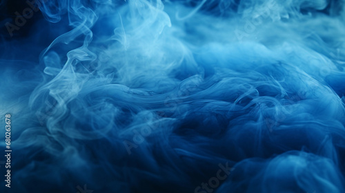 Abstract blue smoke background. Blue mist on the ground. Fog backdrop.