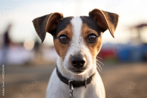 cute jack russell terrier being at a farmer's market while standing against lighthouses background © Markus Schröder