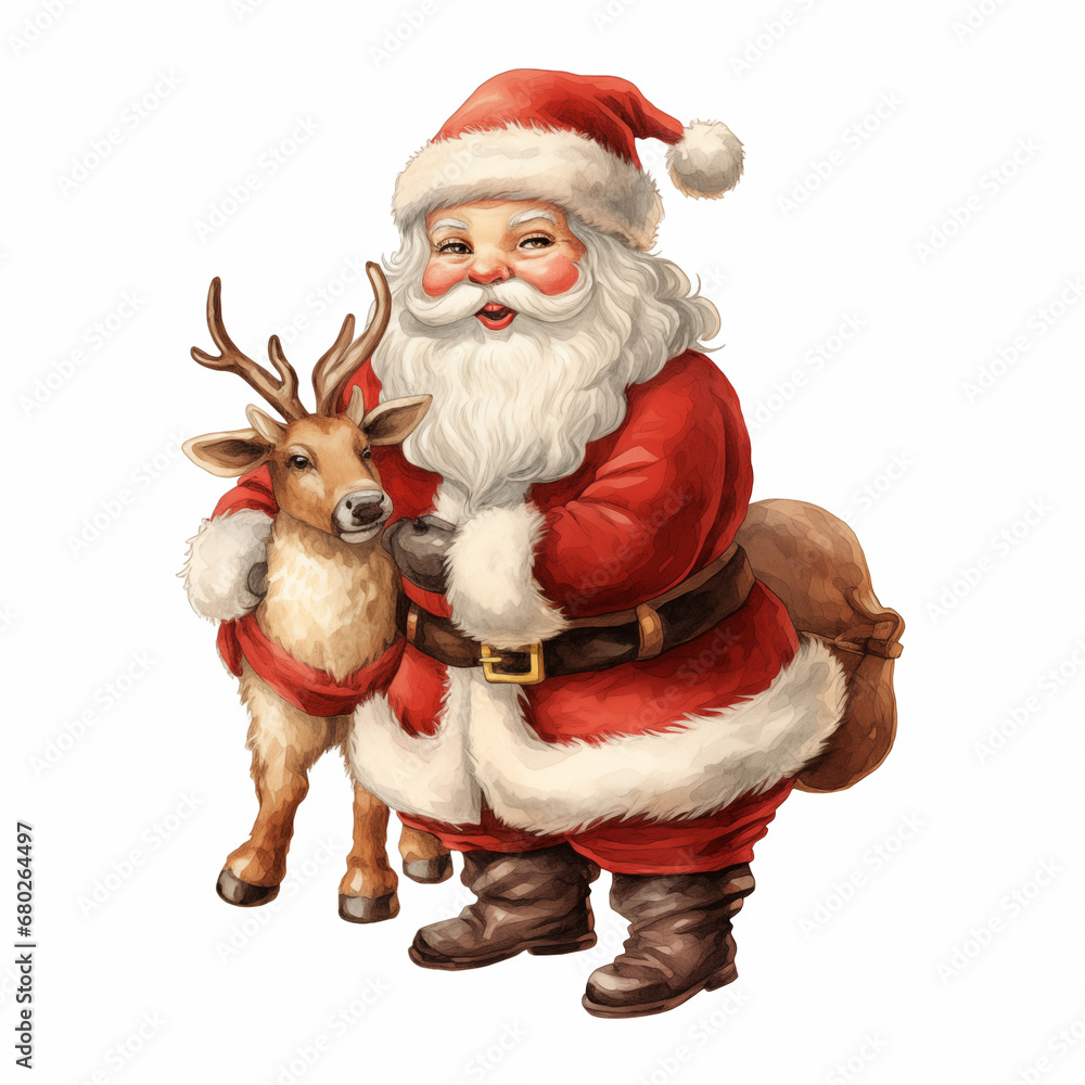 Retro Santa With Reindeer Retro Santa With Reindeer
