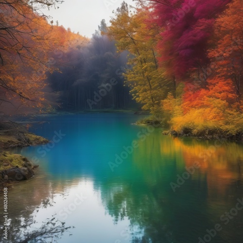 autumn forest with trees and lake autumn forest with trees and lake lake in forest with reflection