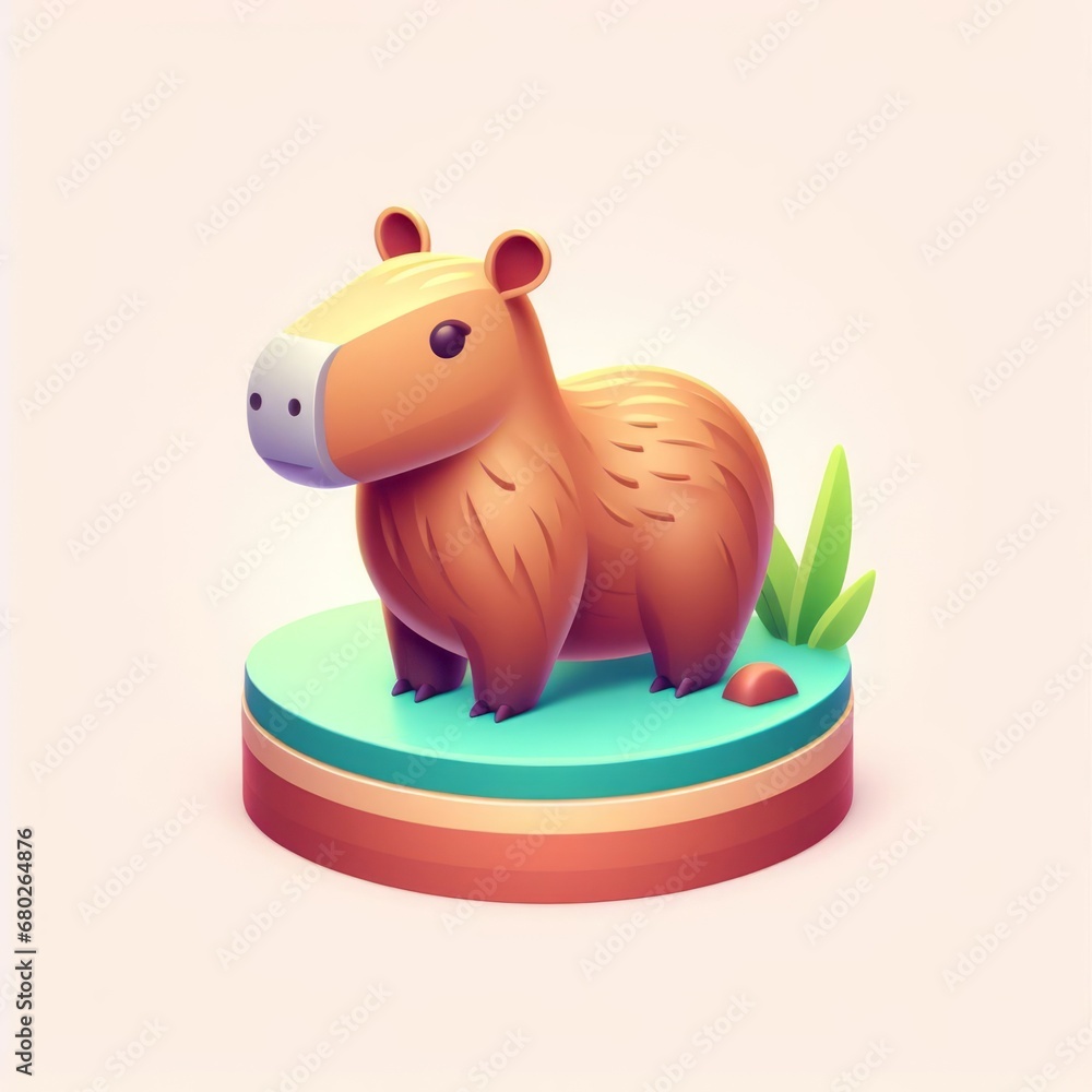 Capybara 3D version for digital animation in resin modeling, Capybara on 3D platform Capybara 3D version for digital animation in resin modeling, Capybara on 3D platform