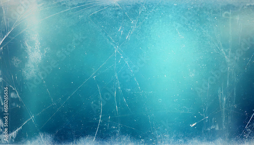 scratched ice background aged glass texture teal blue old window effect overlay with dust © Alexander