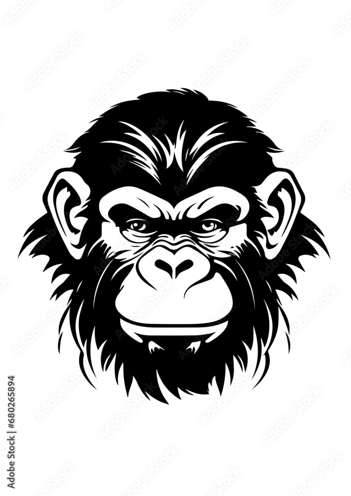 Curious Monkey Head Vector Illustration