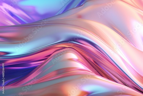 Abstract Holographic Iridescent Flowing Background With Waves