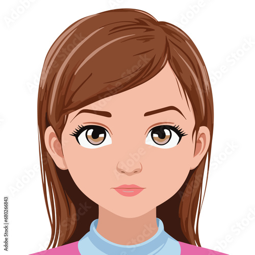Cute Girl Face Vector. Cute Cartoon women Vector Art.