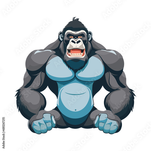 Gorilla Vector. Angry Gorilla Vector PNG. Animal Nature Icon Concept Isolated Premium Vector. Flat Cartoon Style
