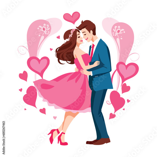 Happy love couples Vector. Valentine Day Vector Men and women kissing, hugging, and cuddling. Diverse people in romantic relationships. Colored flat vector illustration of lovers