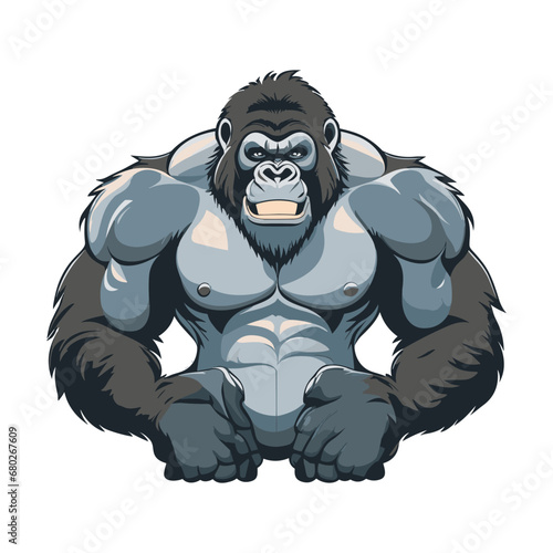 Gorilla Vector. Angry Gorilla Vector PNG. Animal Nature Icon Concept Isolated Premium Vector. Flat Cartoon Style