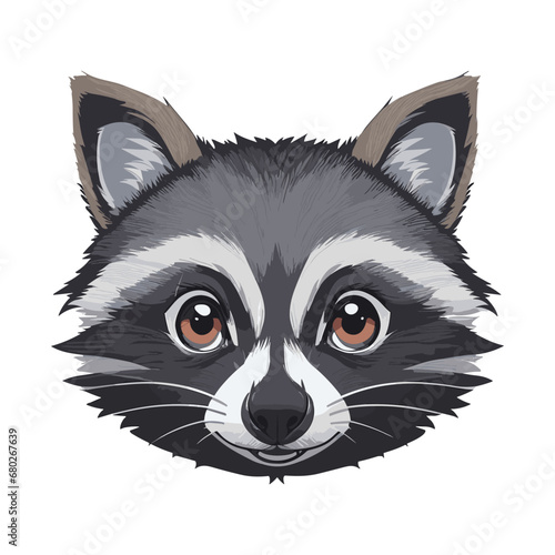 Racoon Vector. Racoon Face Vector. Animal Nature Icon Concept Isolated Premium Vector. Flat Cartoon Style