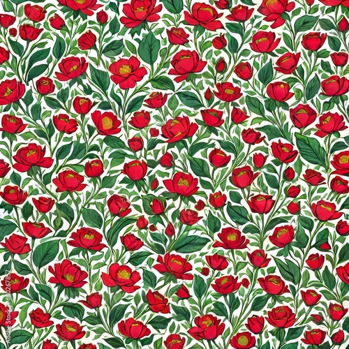 seamless pattern of red flowers seamless pattern of red flowers red flowers and leaves