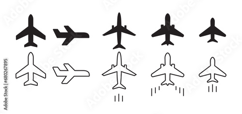 illustration of a set of airplane icons