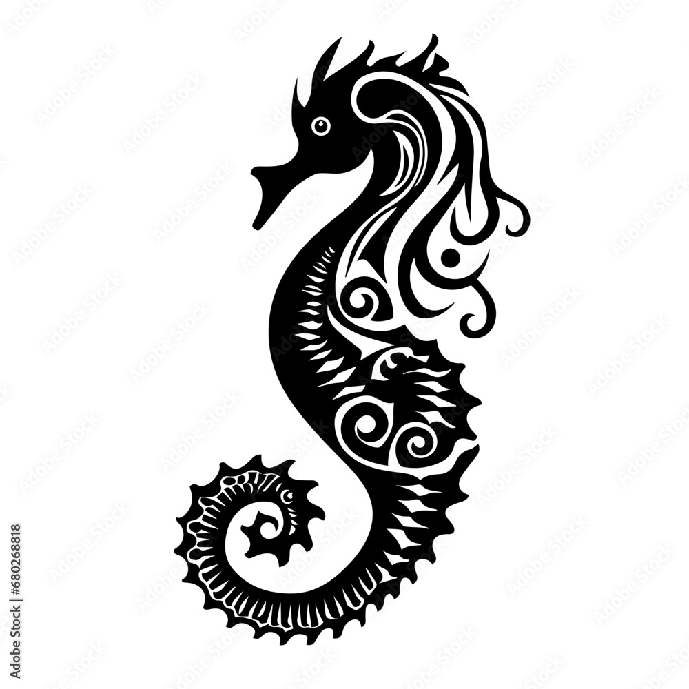 Whimsical Seahorse Vector Illustration Whimsical Seahorse Vector Illustration