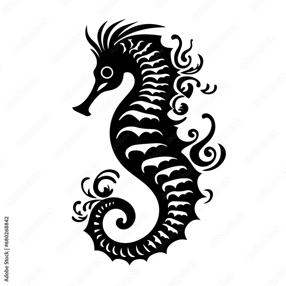 Whimsical Seahorse Vector Illustration Whimsical Seahorse Vector Illustration