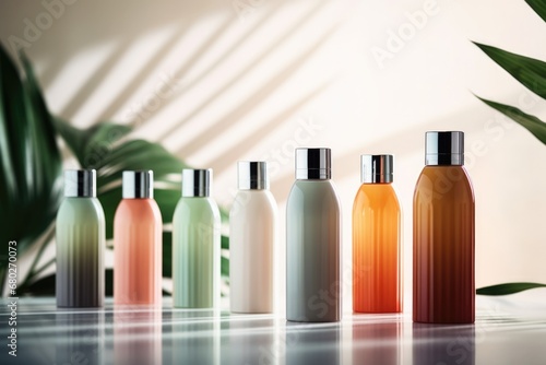 Natural Skincare Bottle on Trendy Modern Background - Aesthetic Beauty and Body Care Product Presentation with Collagen Treatment and Soothing Colors