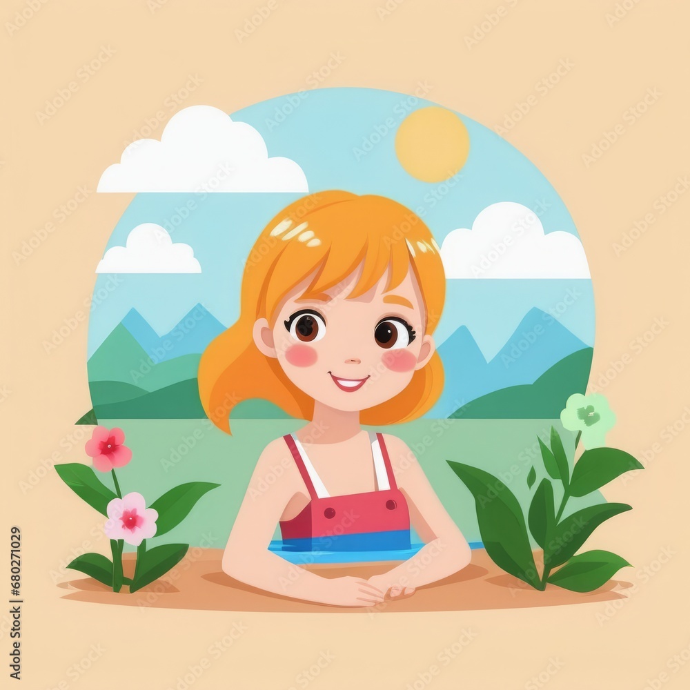 girl with flower in the park vector illustration design girl with flower in the park vector illustration design girl with flowers in the landscape