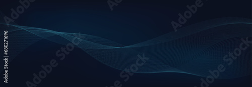 Abstract Waving Particle Technology Background. Blue Background.
