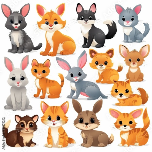 set of cartoon animals. set of cartoon animals. cute animal collection set of cartoon characters isolated illustration
