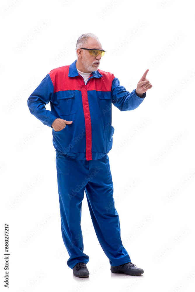 Old repairman isolated on white Old repairman isolated on white