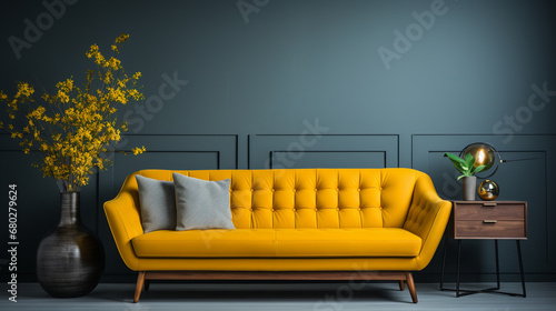 Yellow sofa at living room. photo