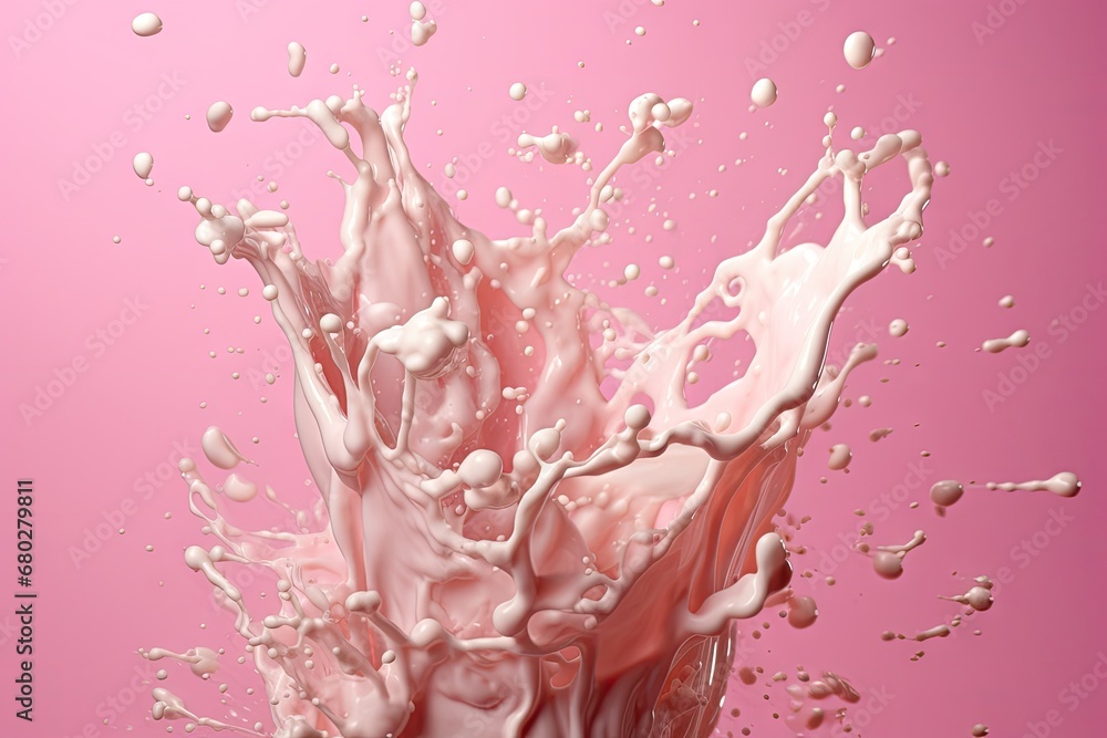 a pink background with a splash of milk in the foreground and a pink background with a splash of milk in the foreground. a pink background with a splash of milk in the foreground and a pink background with a splash of milk in the foreground.