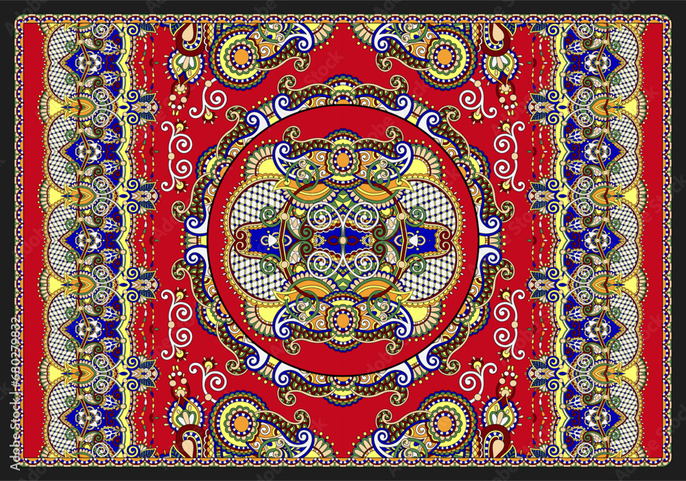 Ethnic carpet with a beautiful Eastern pattern. Fine vector detailing.