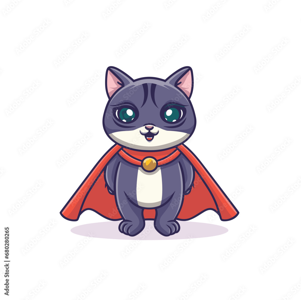Kawaii Cat Vector Art Illustration