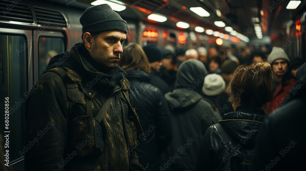 Crowd of people inside the subway. Crowd of people inside the subway.