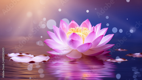 lotus Pink light purple floating light sparkle purple background, AI Generative. © Miry Haval