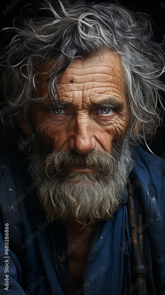 Intense Portrait: Old Age Reflected in the Wrinkles of Time Intense Portrait: Old Age Reflected in the Wrinkles of Time