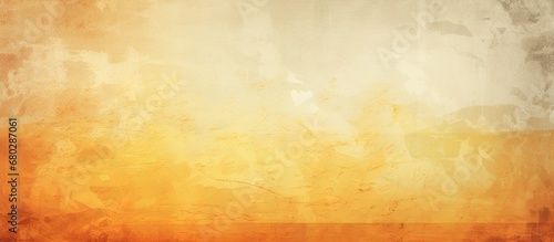 The vintage illustration of a grunge background with a creative orange gradient and pastel yellow graphics creates a light texture design for a vintage banner or wallpaper. photo