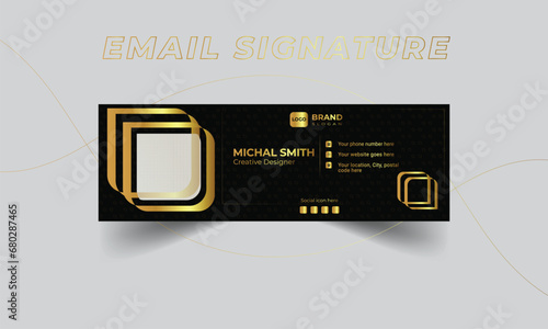 Modern luxury and elegant dark email signature design with gold style.