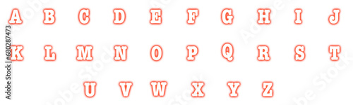 Red Neon Alphabet Letters Collection. Hand drawn alphabet. High quality alphabet. Alphabet Vector Design. Trendy Alphabet