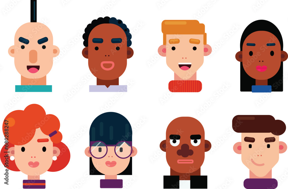 set of funny cartoon people flat design. Avatars design set of funny cartoon people flat design. Avatars design