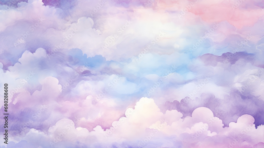 Watercolor abstract background with clouds. Pirple, pink and blue colors Watercolor abstract background with clouds. Pirple, pink and blue colors
