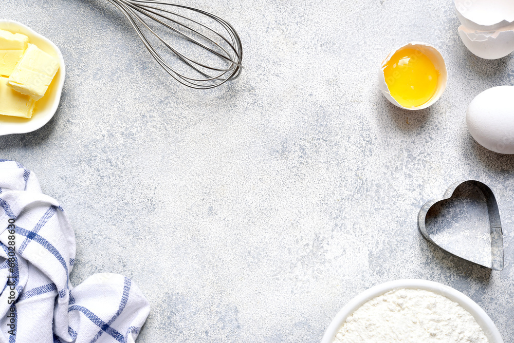 Culinary background with ingredients for baking . Top view with copy space. Culinary background with ingredients for baking . Top view with copy space.