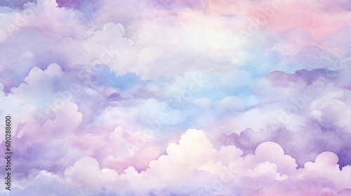 Watercolor abstract background with clouds. Pirple, pink and blue colors  photo