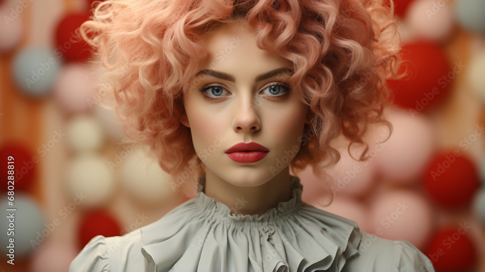 Fototapeta premium beautiful woman with curly hair