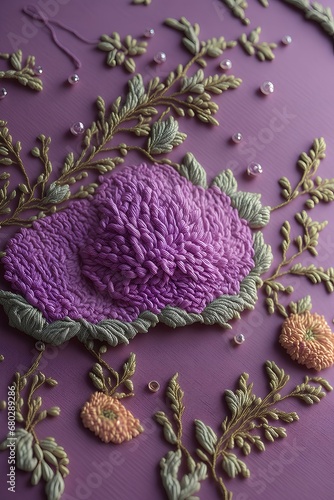 floral embroidered pattern close-up. generated by ai