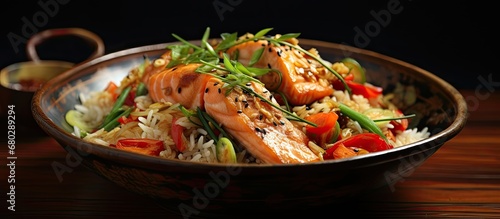 I went fishing and caught a delicious salmon to go with a side of crispy fries  but instead of grilling it  I decided to make a mouthwatering salmon stir fry  incorporating the flavors of both