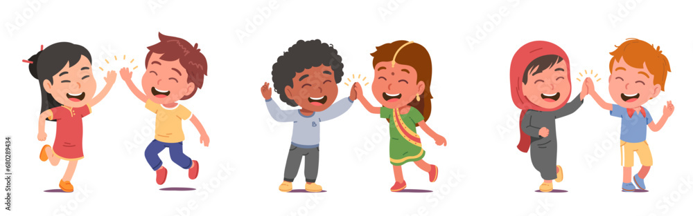 Friendly diverse nationalities children meeting Friendly diverse nationalities children meeting