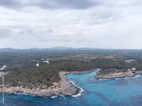 aerial view of cala mondragó in spain