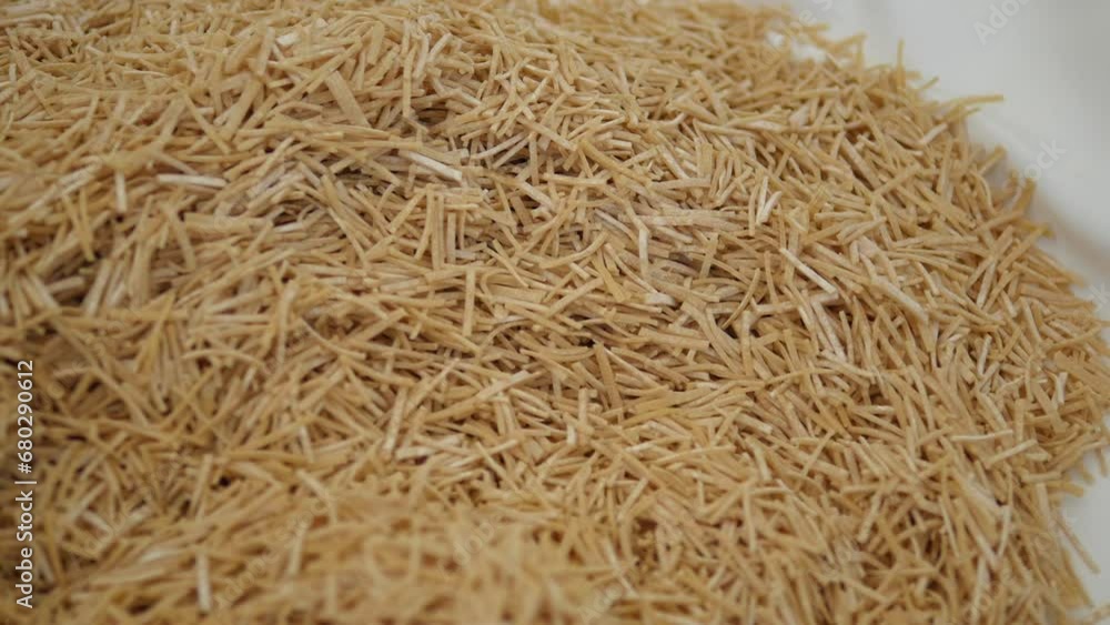 Close-up of Turkish style thinly cut handmade raw noodles, Close-up of Turkish style thinly cut handmade raw noodles,