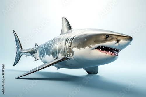 A great white shark isolated on white background