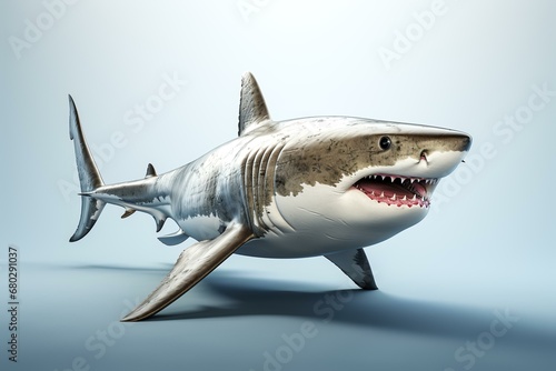 A great white shark isolated on white background