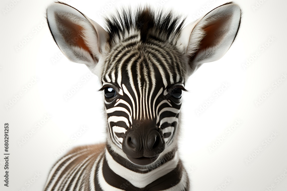 Cute baby zebra isolated on a white background Cute baby zebra isolated on a white background