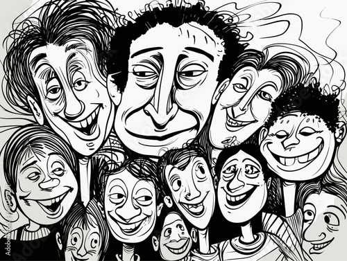 A Group Of People With Their Faces In The Background - Happy big family smiling together.