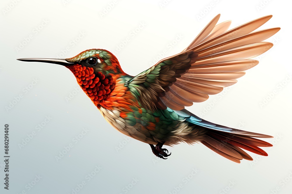 Obraz premium Drawn hummingbird isolated on white background