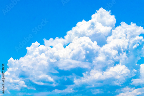 Blue sky with beautiful clouds on sunny day in Mexico.