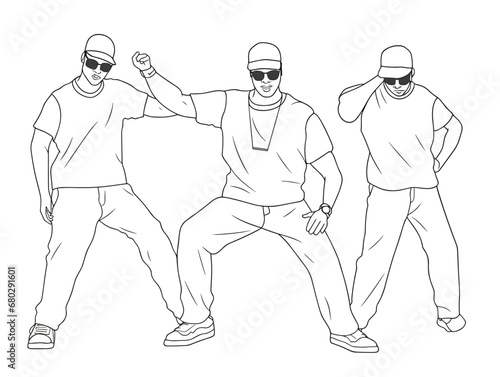 A Line Art Of A Man Dancing - Hip hop Trio Dancer Choreography
