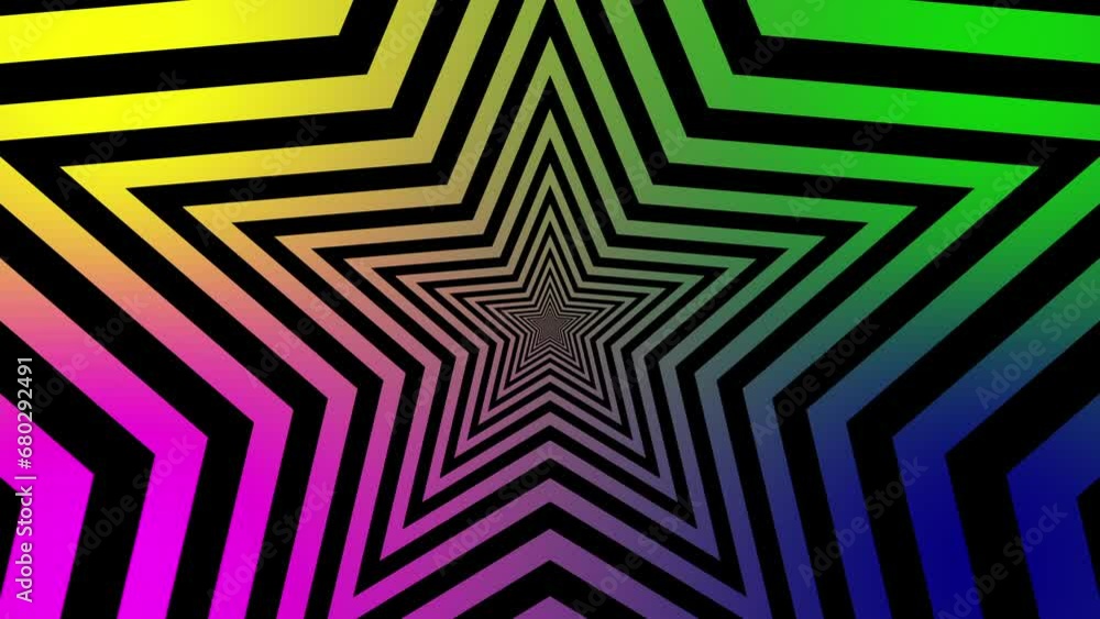 Psychedelic star tunnel. hypnotic graphic animation loop. multicolor optical illusion isolated on black background Psychedelic star tunnel. hypnotic graphic animation loop. multicolor optical illusion isolated on black background